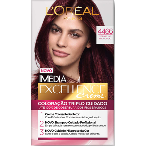 Coloração Imédia Excellence De L'Oréal Paris 4466 Vermelho Profundo