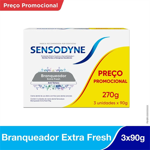 Kit Leve 3 Pague 2 Sensodyne Creme Dental Branqueador Extra Fresh - 90g