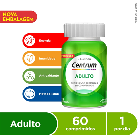 Centrum Multivitaminico Adulto, Frasco com 60 Comprimidos