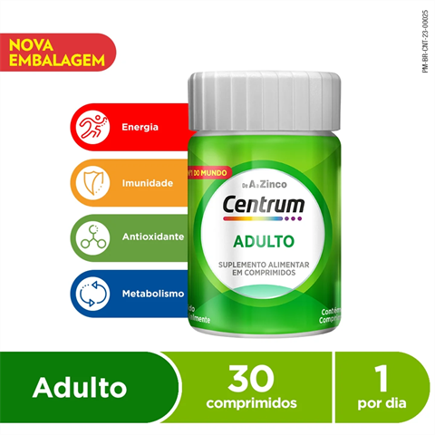 Centrum Multivitaminico Adulto, Frasco com 30 Comprimidos
