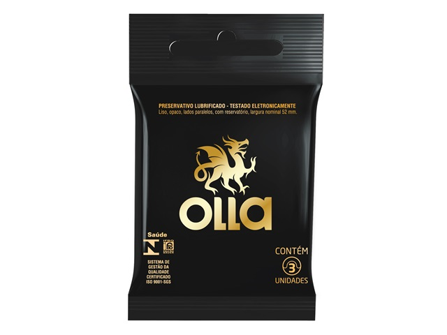 Preservativo Olla Lubrificado De Bolso Com 3 Unidades