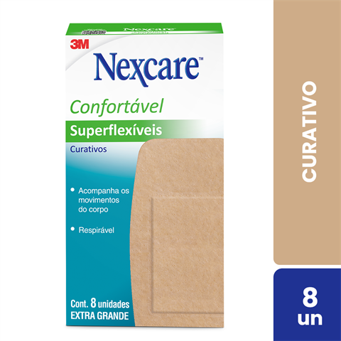 Curativo Nexcare Superflexíveis Joelho E Cotovelo Com 8 Unidades