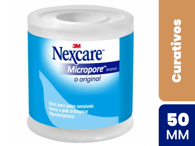 Fita Micropore Nexcare 3M Original Branca 50mmx4,5m