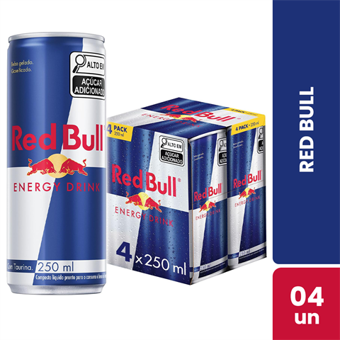 Red Bull Energy Drink Original Com 4 Unidades De 250ml