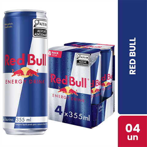 Red Bull Energy Drink Original Com 4 Unidades De 355ml