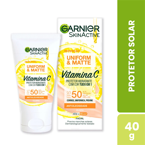 Protetor Facial Garnier U&M Vitamina C FPS 50 Clara, 40g