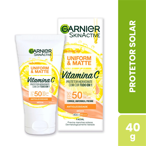 Protetor Facial Garnier U&M Vitamina C FPS 50 Média, 40g