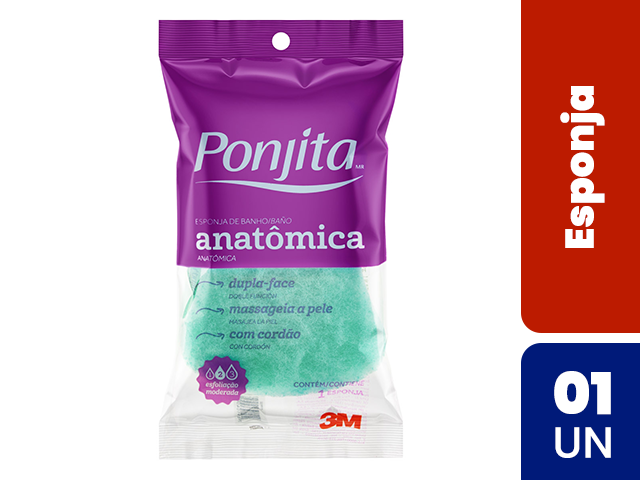 Esponja Para Banho Ponjita 3M Anatômica Sortida Com 1 Unidade