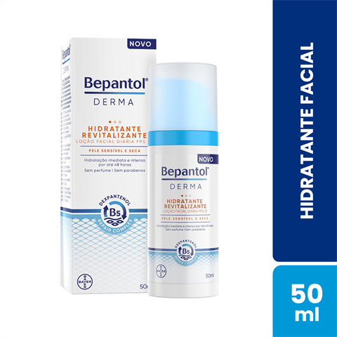 Creme Facial Bepantol Derma Hidratante Revitalizante Loção FPS25 Com 50ml