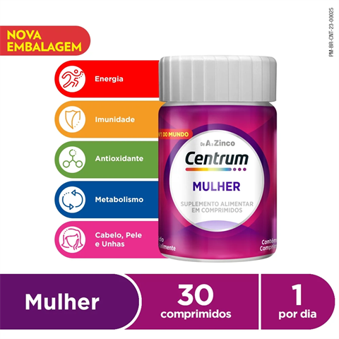 Centrum Multivitaminico Mulher de A a Zinco, Frasco com 30 Comprimidos