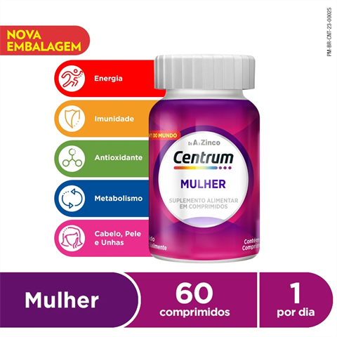 Centrum Multivitaminico Mulher de A a Zinco, Frasco com 60 Comprimidos