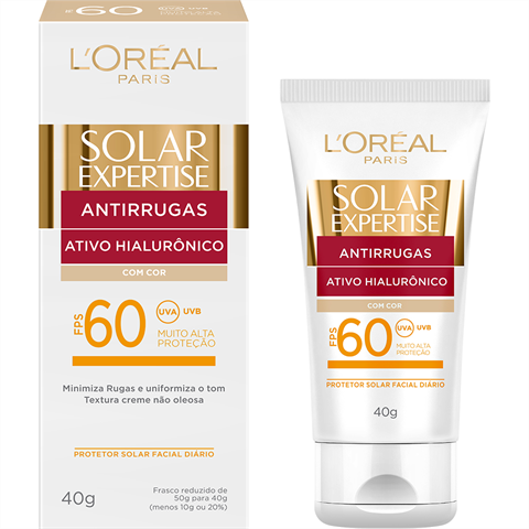 Protetor Solar Facial Loreal Paris Antirrugas com Cor FPS 60, 40g