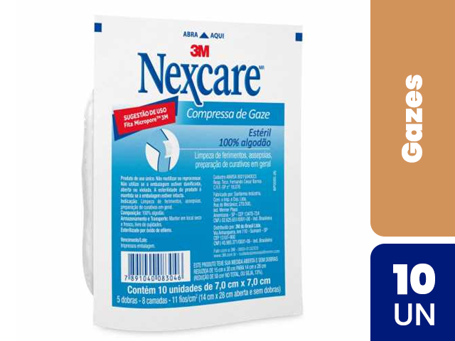 Compressa de Gaze Nexcare 3M Estéril com 10 unidades