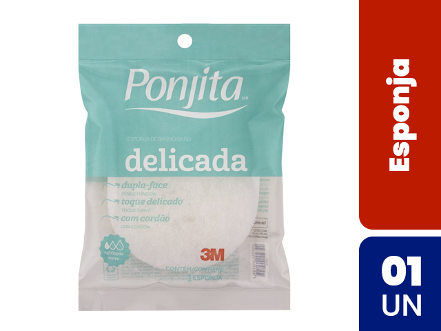Esponja Para Banho Ponjita 3M Dupla Face Delicada Com 1 Unidade