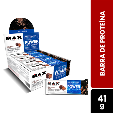 Barra De Proteína Max Titanium Power Protein Bar Sabor Dark Chocolate Truffle Com 12 Unidades De 41g