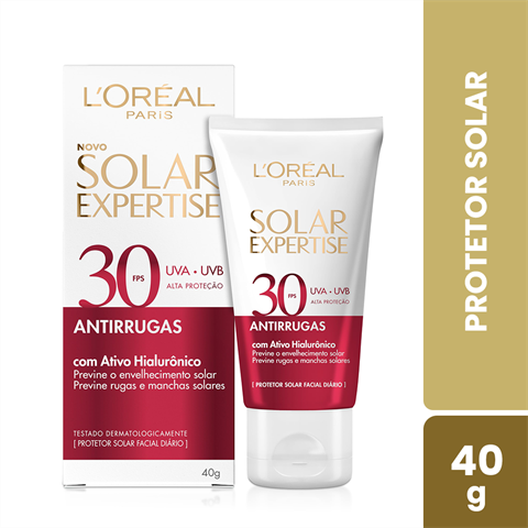 Protetor Solar Facial L'Oréal Paris Solar Expertise Antirrugas FPS 30, 40g
