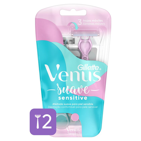 Aparelho De Depilar Gillette Venus Suave Sensitive 2 Unidades