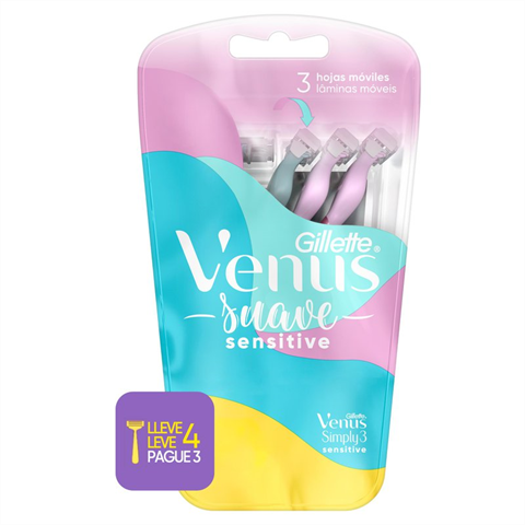 Aparelho De Depilar Gillette Venus Suave Sensitive 4 Unidades