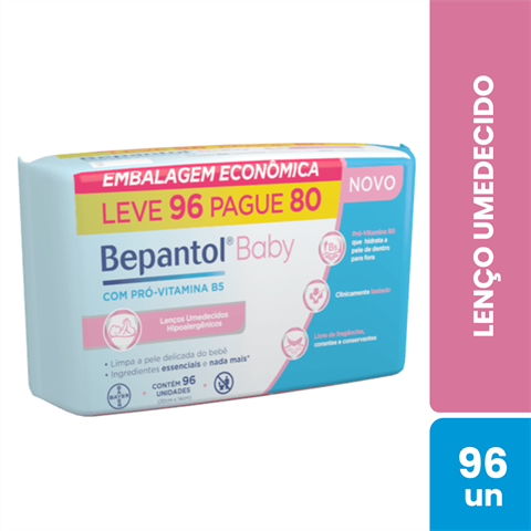 Lenço Umedecido Bepantol Baby Com 96 Unidades