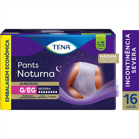 Fralda Geriátrica Tena Pants Noturna G/EG com 16 unidades