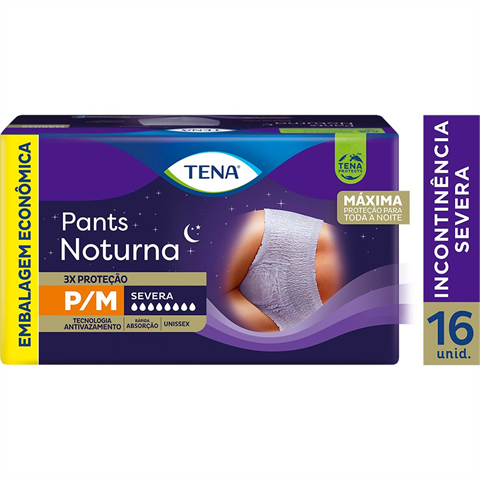Fralda Geriátrica Tena Pants Noturna P/M com 16 unidades