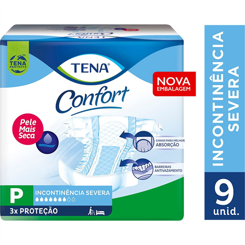 Fralda Geriátrica Tena Confort P com 9 unidades
