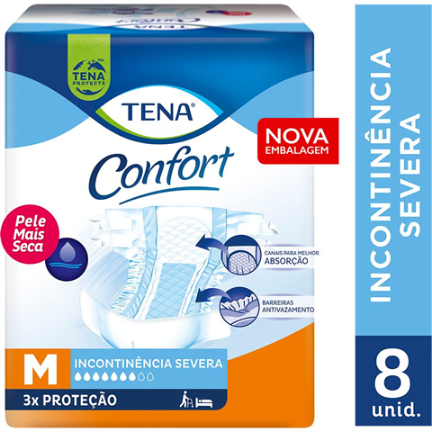 Fralda Geriátrica Tena Confort M Com 8 Unidades