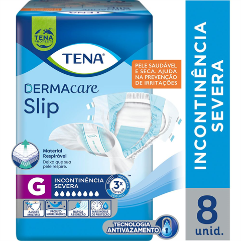 Fralda Geriátrica Tena Slip Dermacare G com 8 unidades