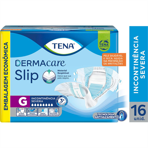 Fralda Geriátrica Tena Slip Dermacare G com 16 unidades