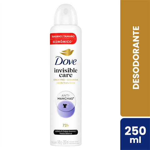 Desodorante Antitranspirante Dove Aerossol Invisible Care Violeta & Frésia Branca Com 250ml