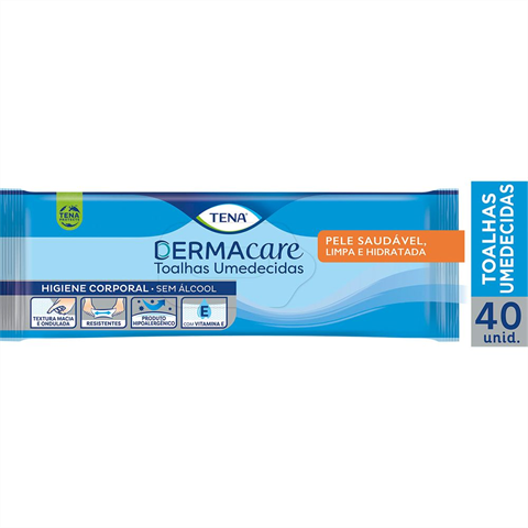 Lenço Umedecido Tena Slip Dermacare Com 40 Unidades