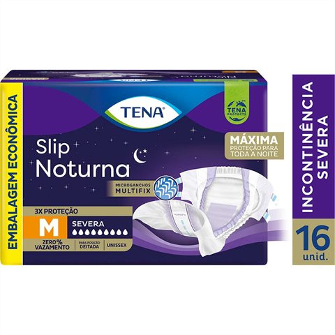Fralda Geriátrica Tena Slip Noturna Tamanho M 16 Unidades