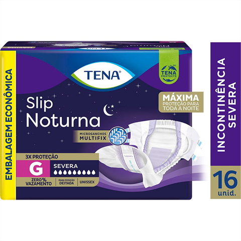 Fralda Geriátrica Tena Slip Noturna Tamanho G 16 Unidades