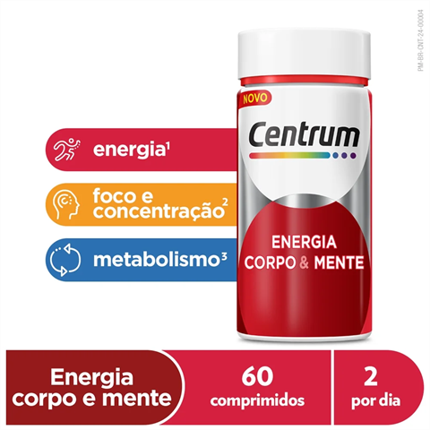Centrum Multivitaminico Energia Corpo & Mente, Frasco com 60 Cápsulas