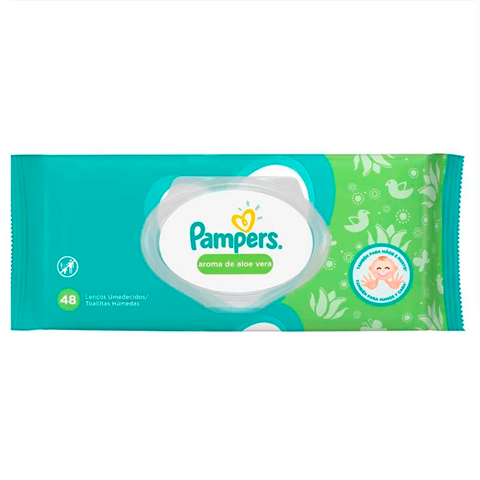 Lenço Umedecido Pampers Aroma De Aloe Vera Com 48 Unidades