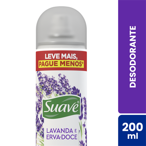 Desodorante Antitranspirante Suave Aerossol Lavanda E Erva-Doce 48h Com 200ml