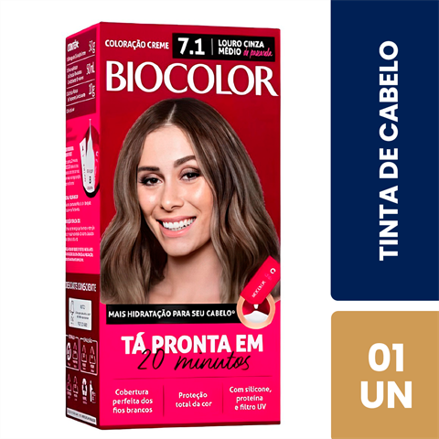 Coloração Biocolor 7.1 Louro Cinza Medio