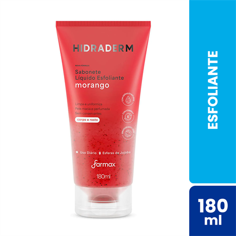 Esfoliante Hidraderm Morango Corpo E Rosto Com 180ml