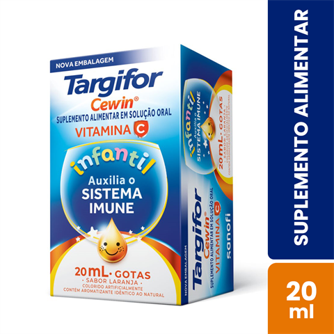 Suplemento Alimentar Targifor Cewin Vitamina C Gotas Infantil Sabor Laranja Com 20ml