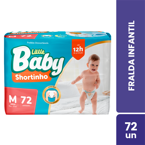 Fralda Infantil Little Baby Shortinho Hiper M com 72 Unidades