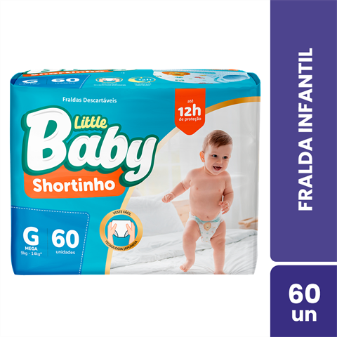 Fralda Infantil Little Baby Shortinho Hiper G com 60 Unidades