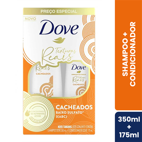 Kit Dove Texturas Reais Cacheados Shampoo 350ml + Condicionador 175ml