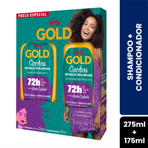 Kit Shampoo 275ml + Condicionador 175ml Niely Gold Cachos Poderosos