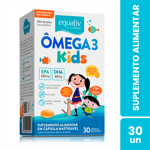 Ômega 3 Pro Kids Oil Equaliv Sabor Laranja Com 30 Cápsulas Mastigáveis