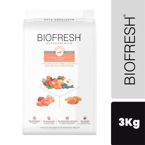Ração Biofresh Cão Adulto Castrado Porte Pequeno E Mini Sabor Mix De Carnes Com 3kg