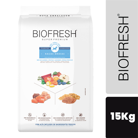 Ração Biofresh Cão Filhote Porte Médio Sabor Mix De Carnes Com 15kg
