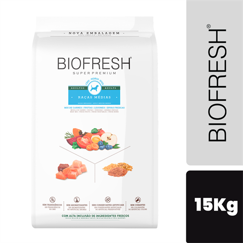 Ração Biofresh Cão Adulto Porte Médio Sabor Mix De Carnes Com 15kg