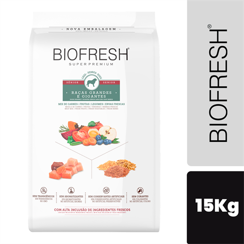 Ração Biofresh Cão Adulto Senior Porte Grande E Gigante Sabor Mix De Carne Com 15kg