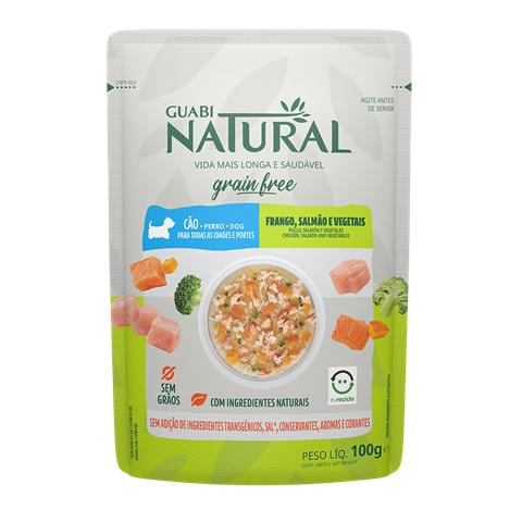 Ração Úmida Para Cachorro Guabi Natural Frango, Salmão, Cereais Integrais e Vegetais 85g