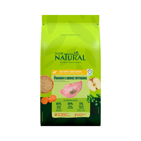 Ração Para Cães Guabi Natural Frango e Arroz Integral Porte Grande e Gigante 12kg